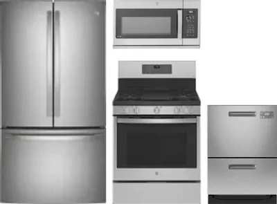 4 Piece Package Includes Refrigerator, Range, Microwave And Dishwasher